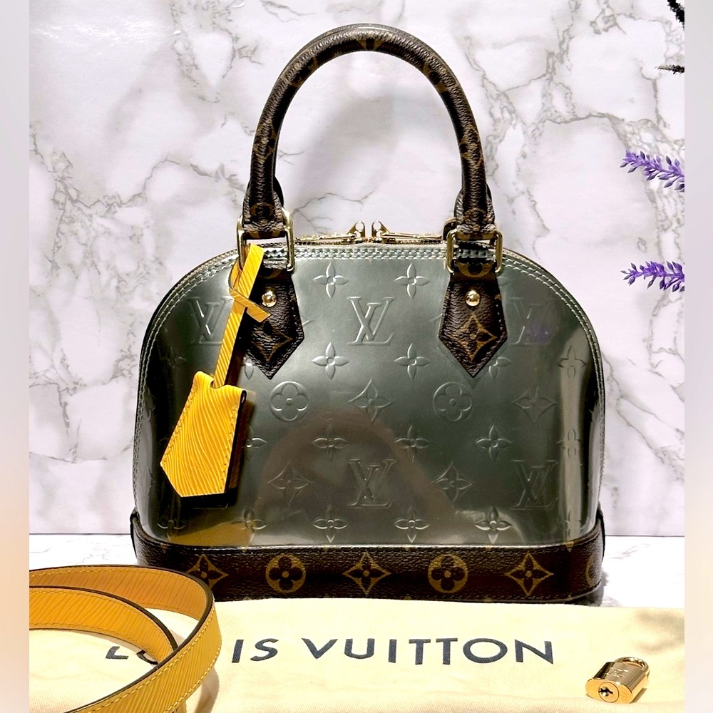 ❌SOLD❌ Louis Vuitton Alma BB Silver VernisYellow Epi Monogram Trim